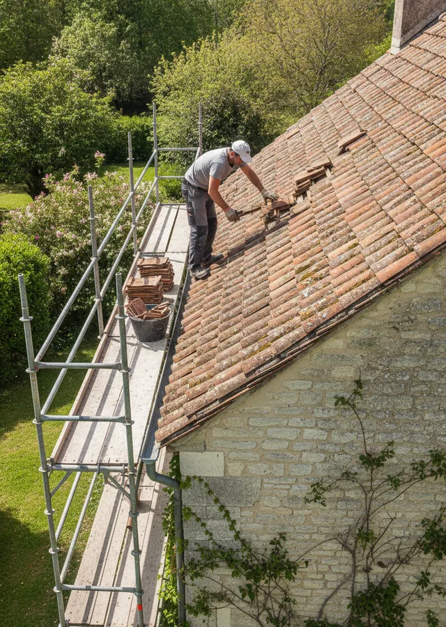 Couvreur installant une toiture en Gironde